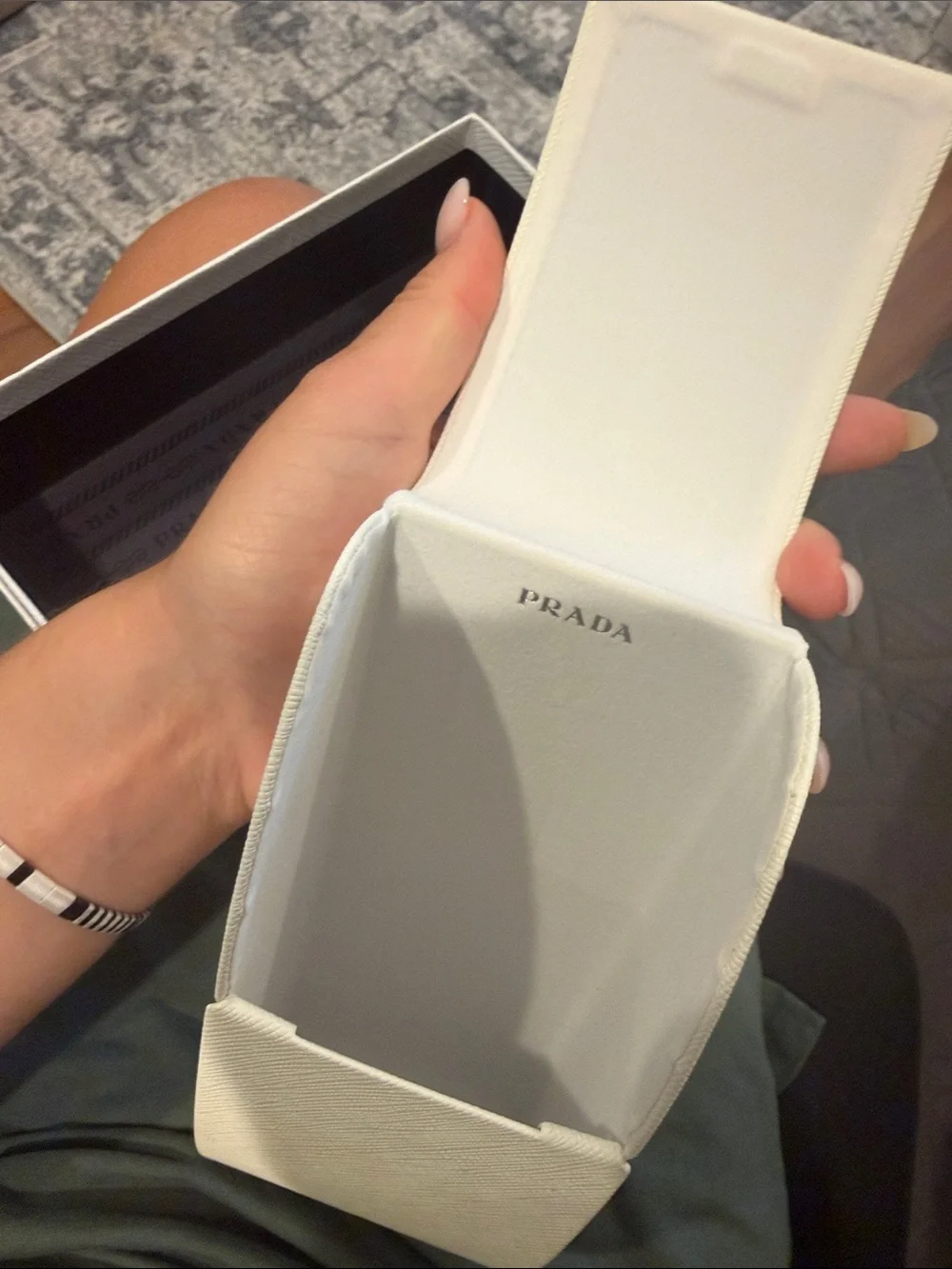 New Prada Cream Saffiano Leather sunglass case
